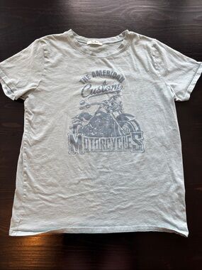 Tres Bien Light Blue Graphic Motorcycle Tee